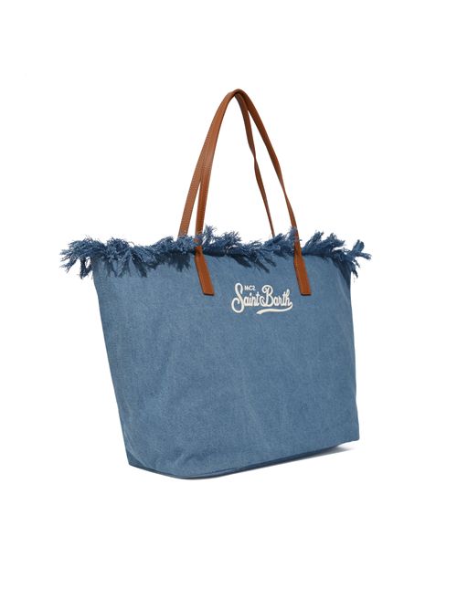 Borsa City regular in tessuto denim di cotone con frange Mc2 Saint Barth | CBF000100436L